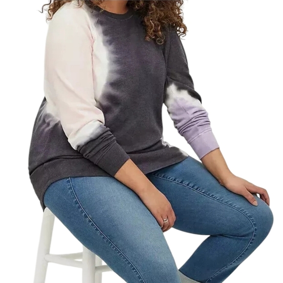 TORRID Tie Dye Long Sleeve Fleece Tunic Style Sweatshirt - Picture 1 of 15